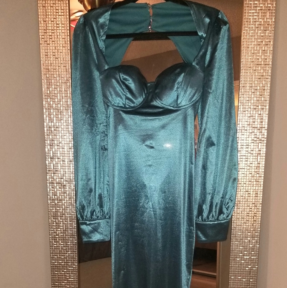 *Turquoise Satin Party Dress*